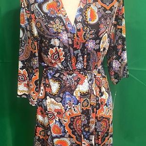 NEW! JOSIE NATORI SOFT MULTICOLOR PAISLEY ROBE